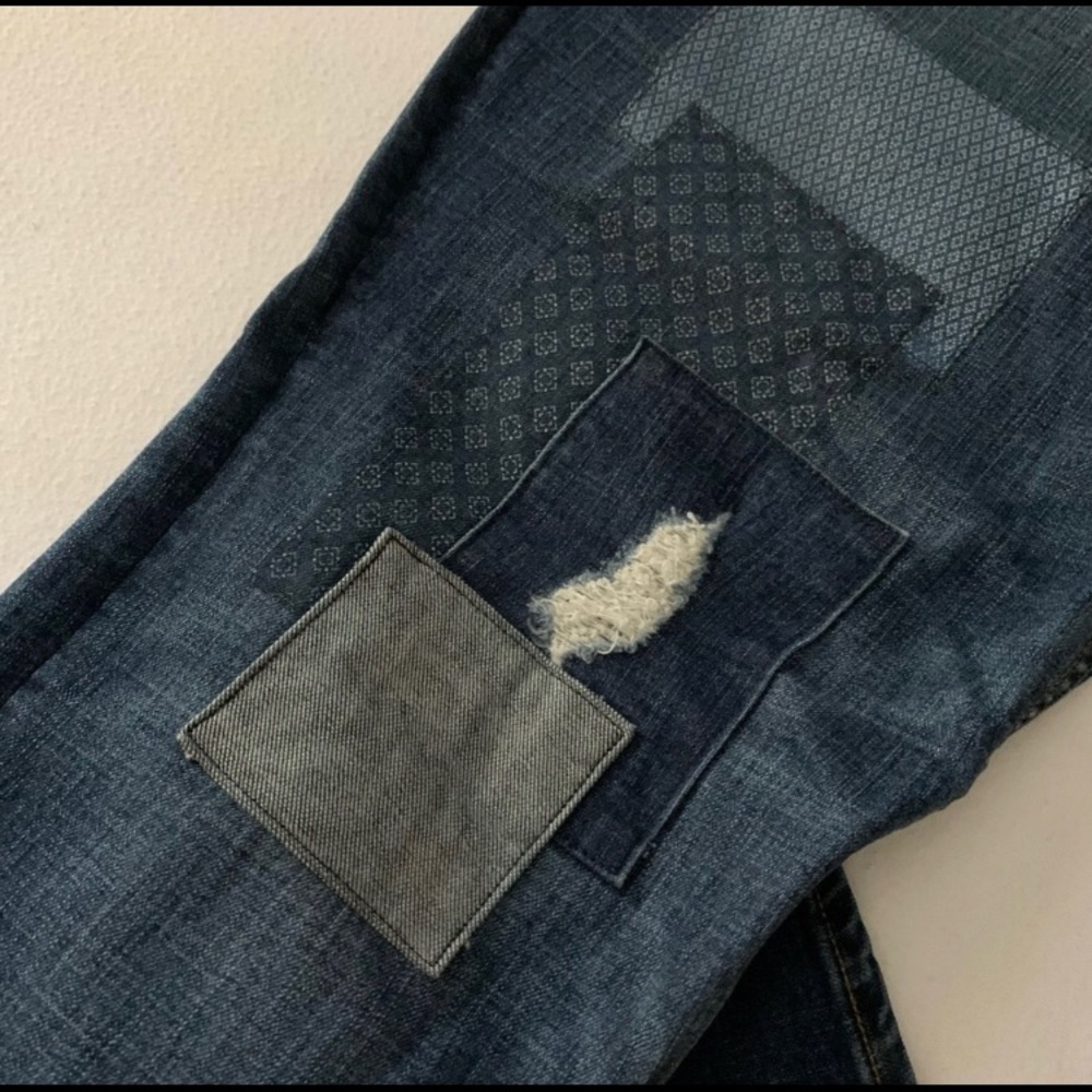 Old Navy Boyfriend Skinny Jeans Distressed Patchwork Style